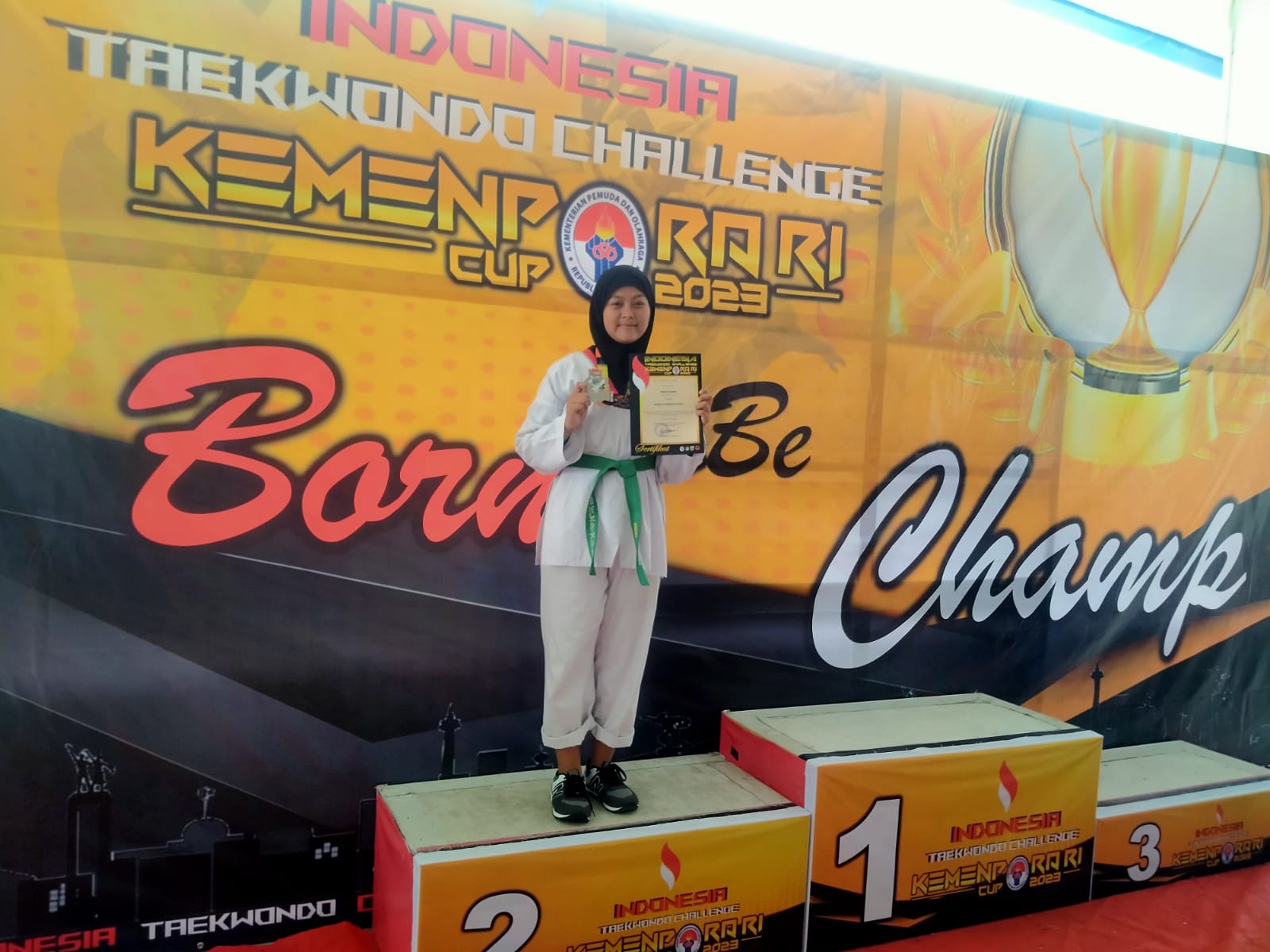 Ekstra Kurikuler Taekwondo Serahkan Piagam Penghargaan Juara 1 Lomba Kompetisi Penulisan Artikel  TAEKWONDO SMK BINA KARYA